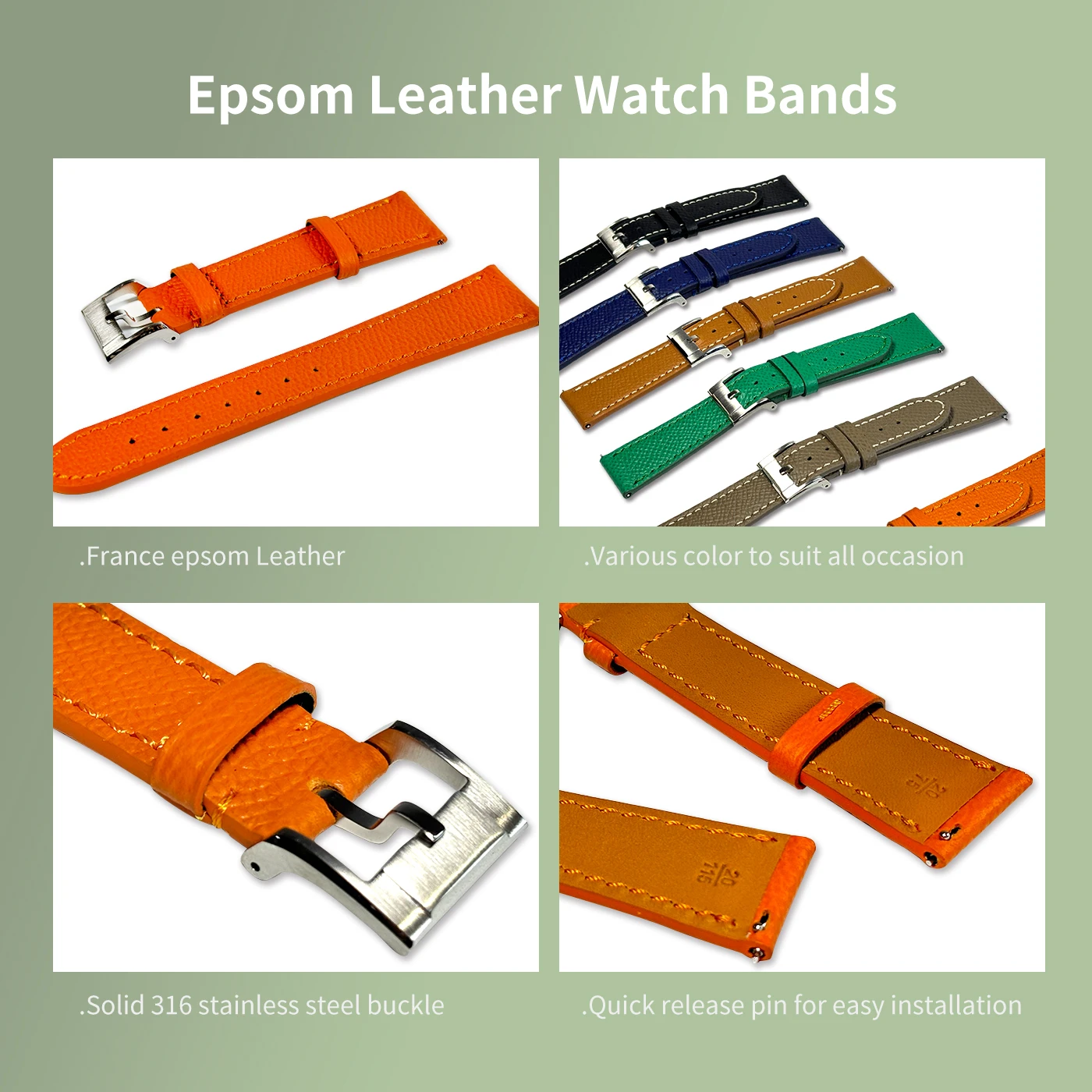 エプソム時計ストラップ 18 ミリメートル 19 ミリメートル 20 ミリメートル 22 ミリメートルカーフスキンレザー時計バンドクイックリリース時計バンド手作りヤシパターンリストバンドベルト