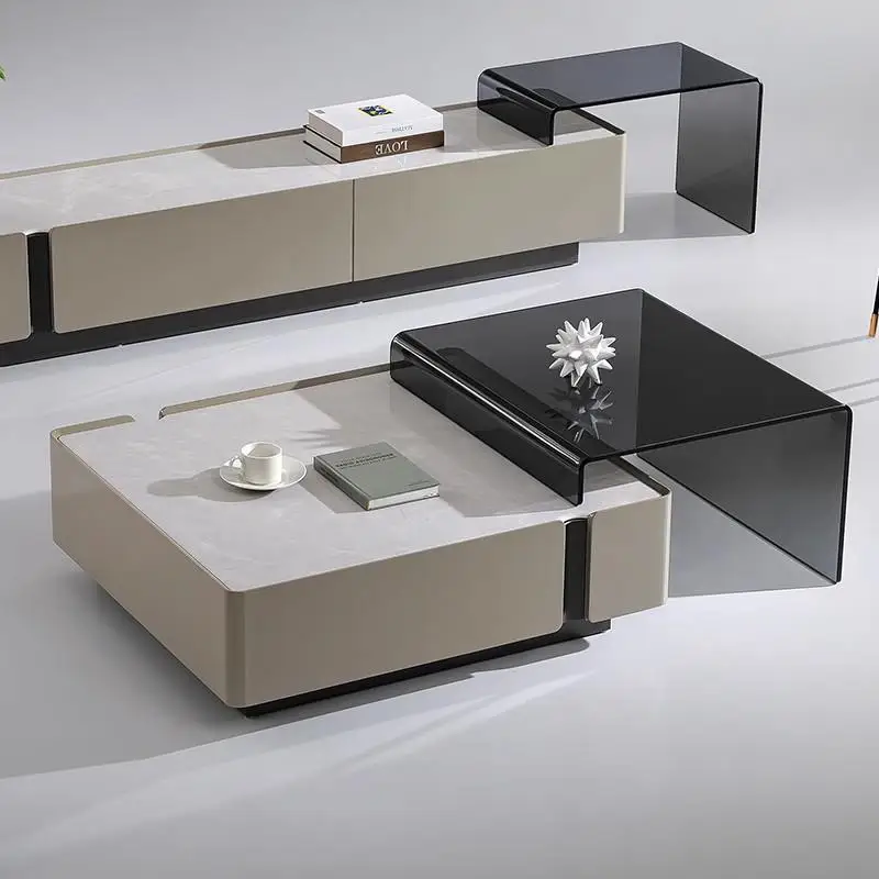 ！@Modern Natural Stone Marble Living Room Hotel Lobby Travertine Coffee Table Set Living Room