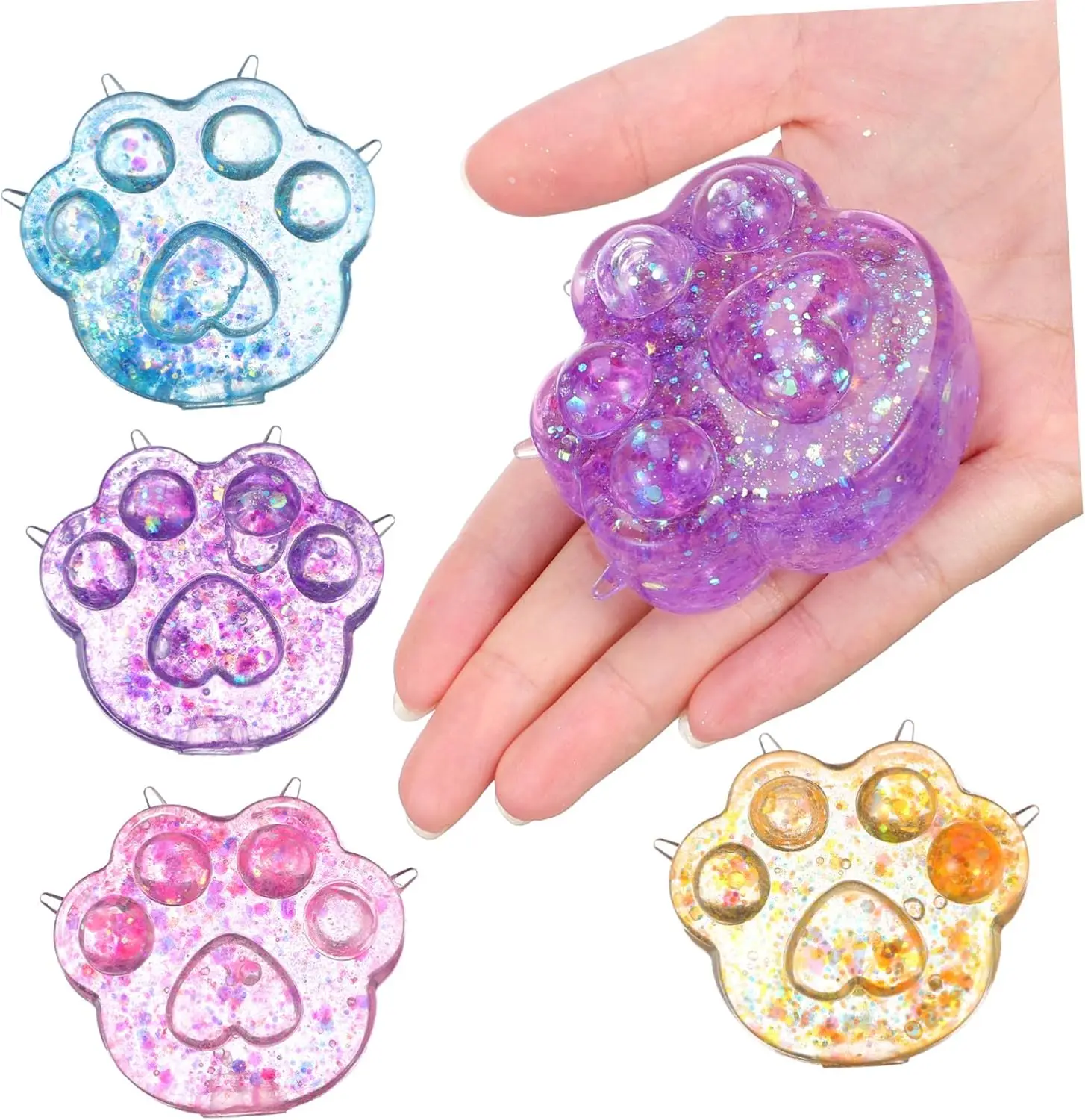 Squishy Sequin Maltose Cat Paw Slow Rebound Squeeze Toys Stress Relief Fidget Toys for Adults Decompression Sensory Toys image 3