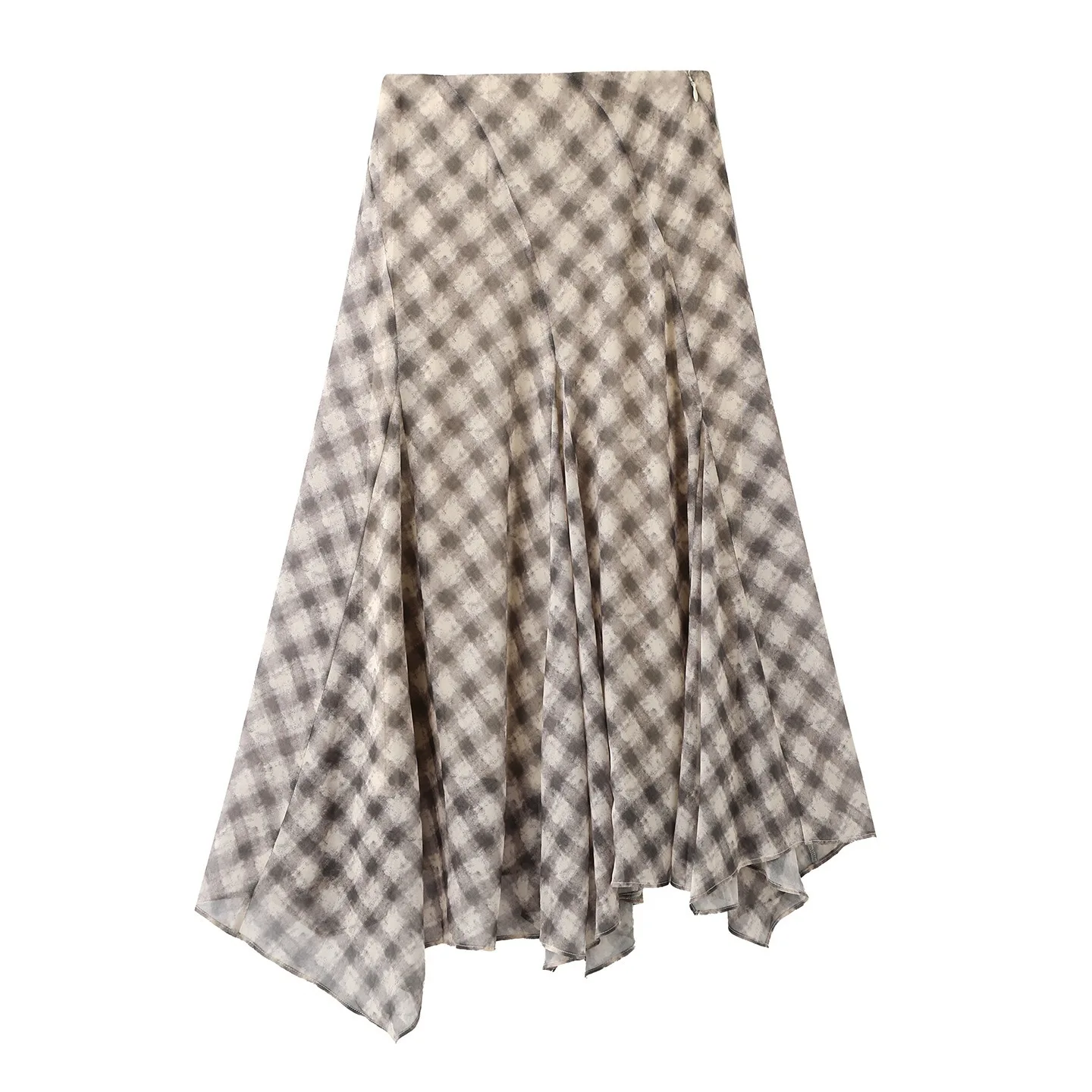 Maxdutti High Waisted Slimming Plaid Skirt In Stock A Summer New Casual Plaid Asymmetrical