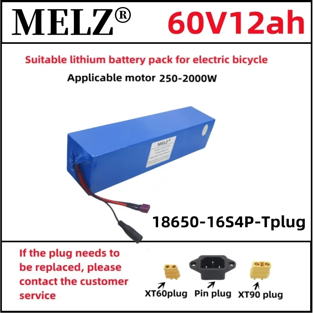 Imagem -03 - Bloco da Bateria de Lítio Recarregável 60v 12ah 18650 16s4p 12000mah Apropriado para 250w1000w Acessório Bms 67.2v 2a Carregador Novo