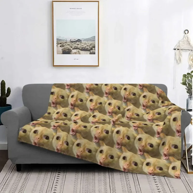 

Cat Coughing Like A Kid Meme Pattern Flannel Funny Warm Throw Blanket for Home Restaurant Decoration