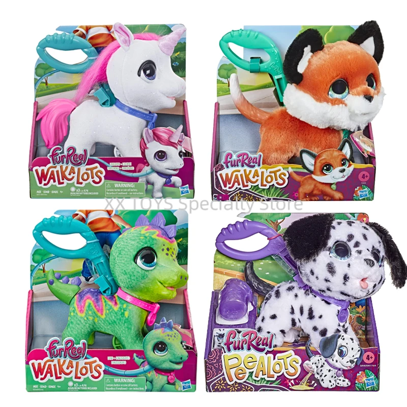 Furreal walkalots grandes wags raposa unicórnio dino eletrônico animal de estimação vocalizar e andando brinquedos interativos de pelúcia com trela incluída brinquedos do miúdo