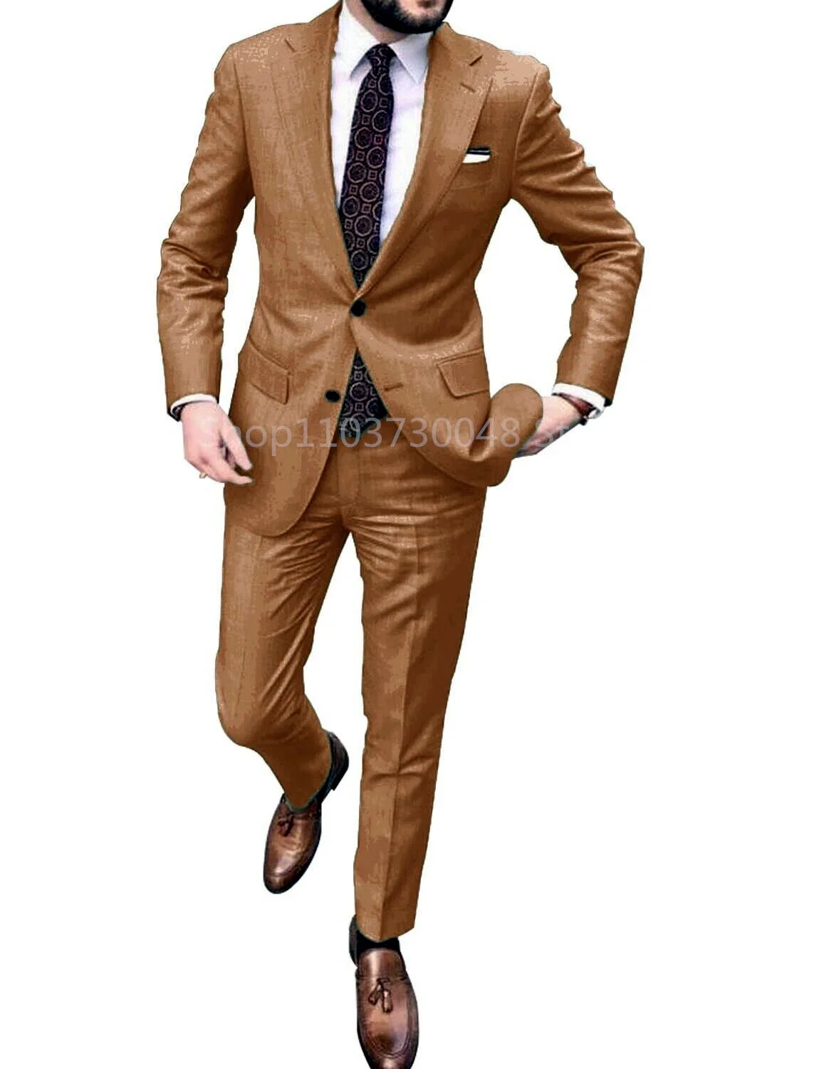

Модный коричневый мужской костюм, комплект из 2 предметов, деловой деловой пиджак с лацканами, брюки, свадебный смокинг жениха, мужской костюм XS-6XL, костюм Homme