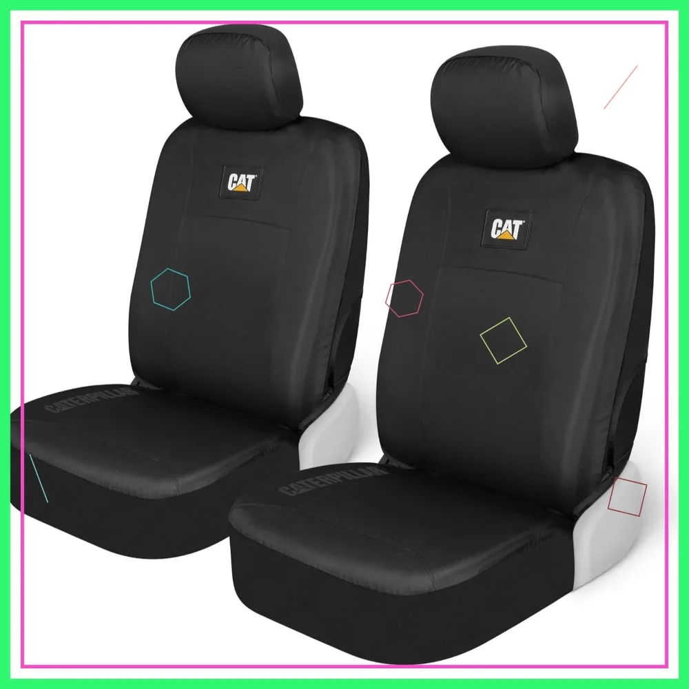 

Heavy Duty Canvas Car Seat Cover, Universal Fit for Cars Trucks SUV, Front Seats Only, Black Oxford