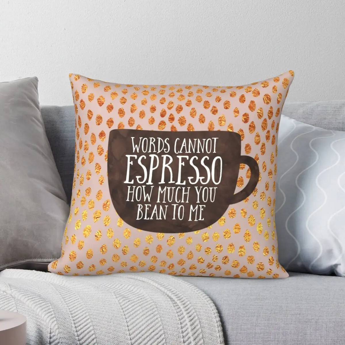 Words Cannot Espresso Ho Square Pillowcase Polyester Linen Velvet Pattern Zip Decor Pillow Case Sofa Seater Cushion Cover