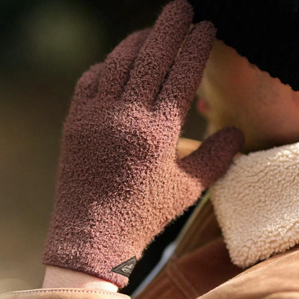 1 Pair Comfortable Adult Gloves Ridding Gloves Good Air Permeability Men Full Finger Knitted Thermal Gloves Windproof