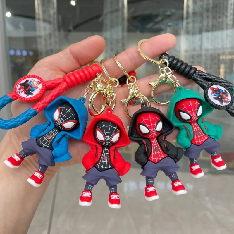 Spider Man Marvel legend Anime Avengers cartoon doll Key Chain model decoration Car keys Pendant accessory Crafts Small gifts