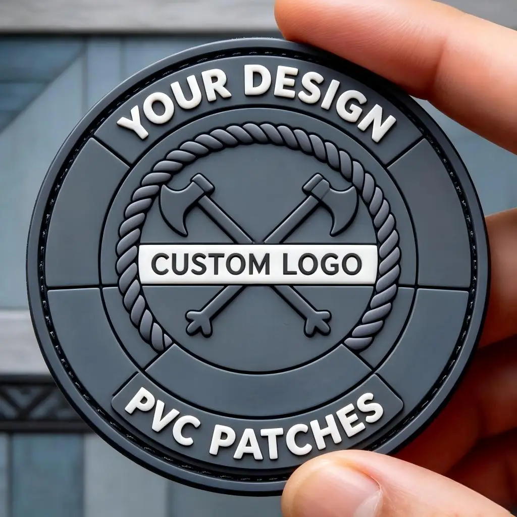 Custom PVC 2D/3D Rubber Label Patch Soft Silicone Embossed with Hook And Loop Easy Attachment Sew-on Design for Clothing Accesso