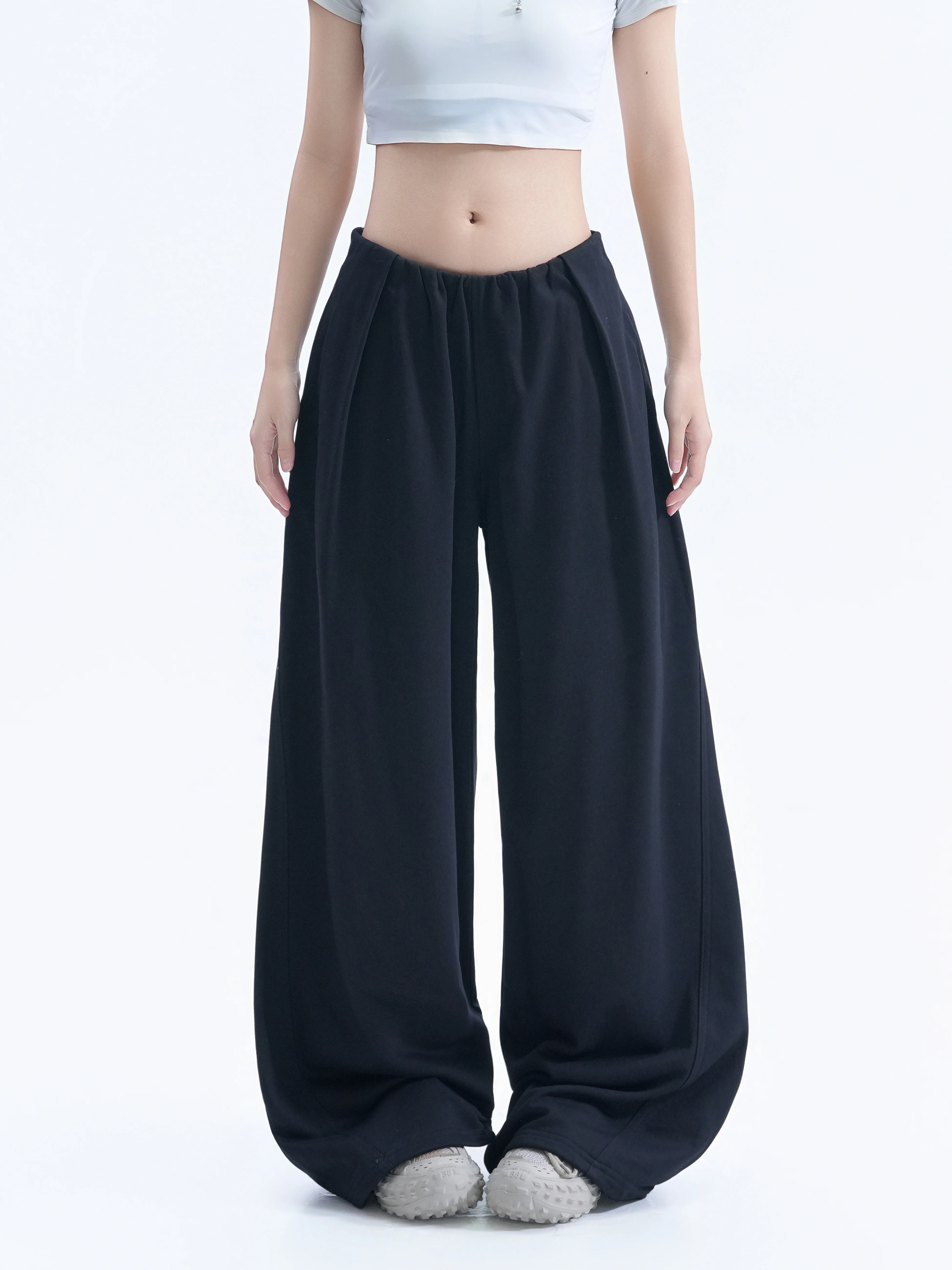 American Style Wide Leg Sweatpants Women Loose Casual Pants Couple Floor Length Pants Draped Straight Loose Slimming Lazy