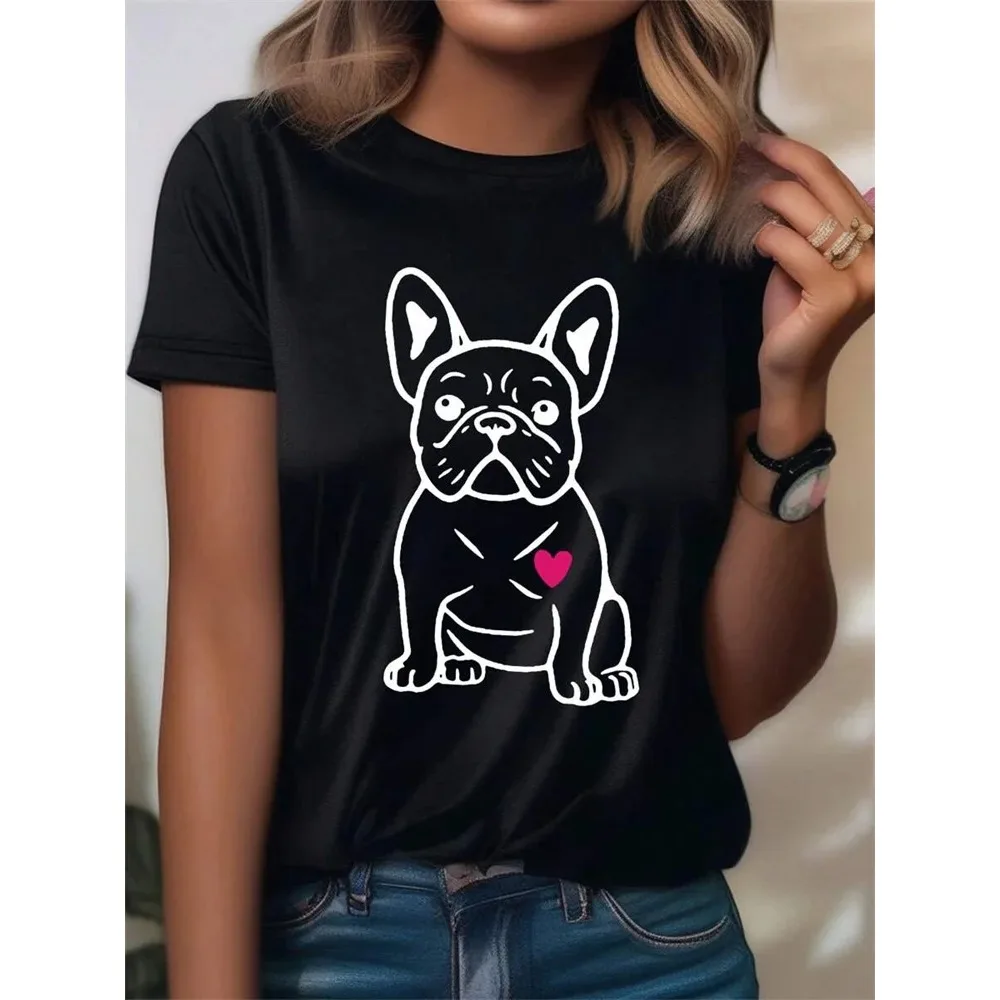 Camiseta con estampado de póker en 3D para mujer, Top informal de manga corta para uso diario, ropa de calle urbana a la moda con cuello redondo Y2K