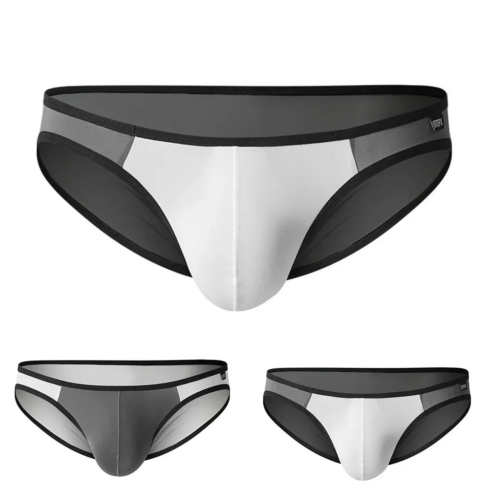 Men Underwear Sexy Lingerie Ultra-thin Transparent Ice Silk Brief Low Waist Underpants Panties Comfort Breath Bikini Knickers