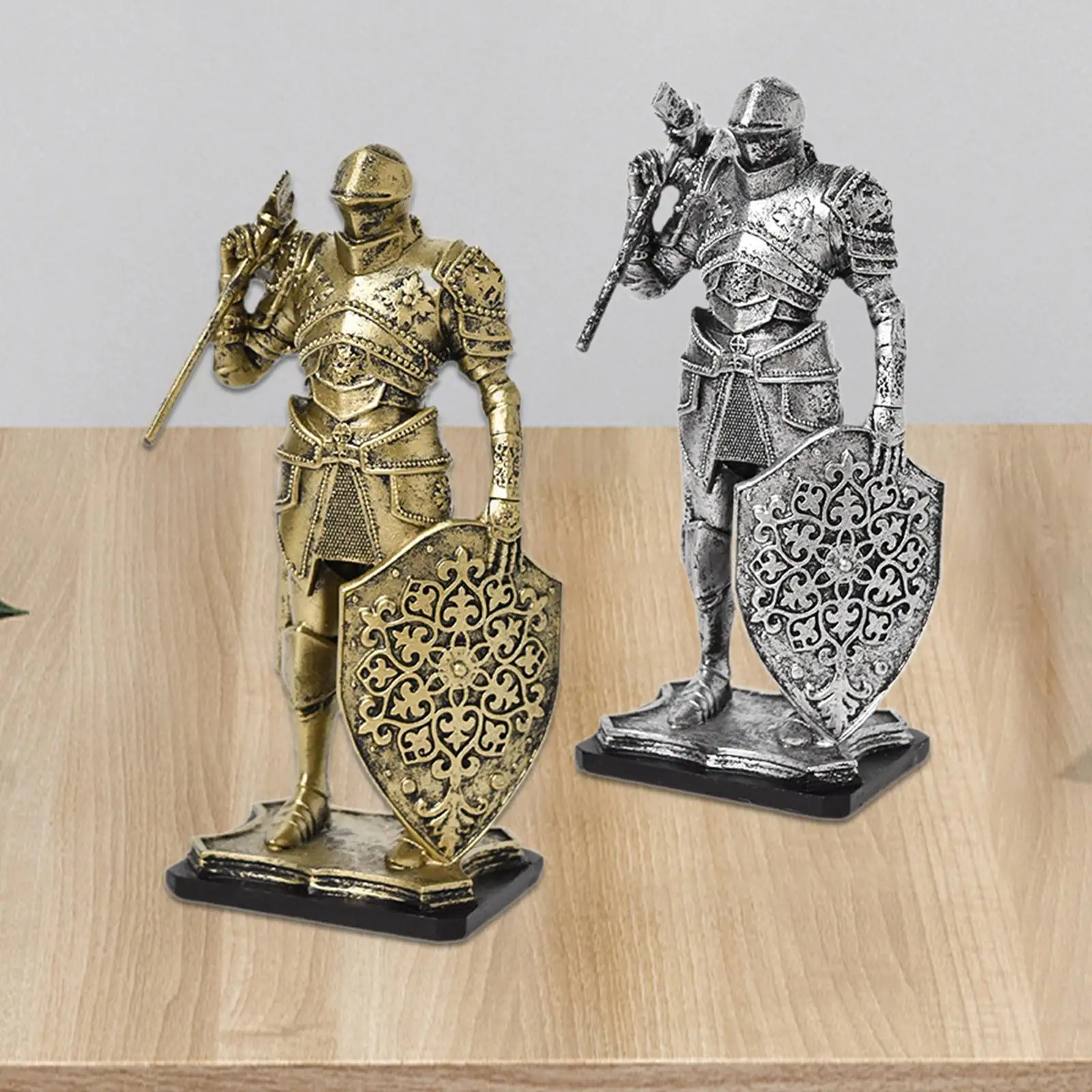 Knight Statue Gift Nordic Collection Retro Style Figurine Knight Ornament for Entryway Fireplace Desktop Living Room Bookshelf