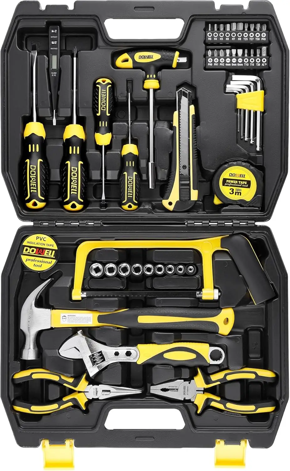 

49-Piece Home Repair Tool Kit with Plastic Storage Case, Hand Tools Set for DIY Projects and Household Maintenance