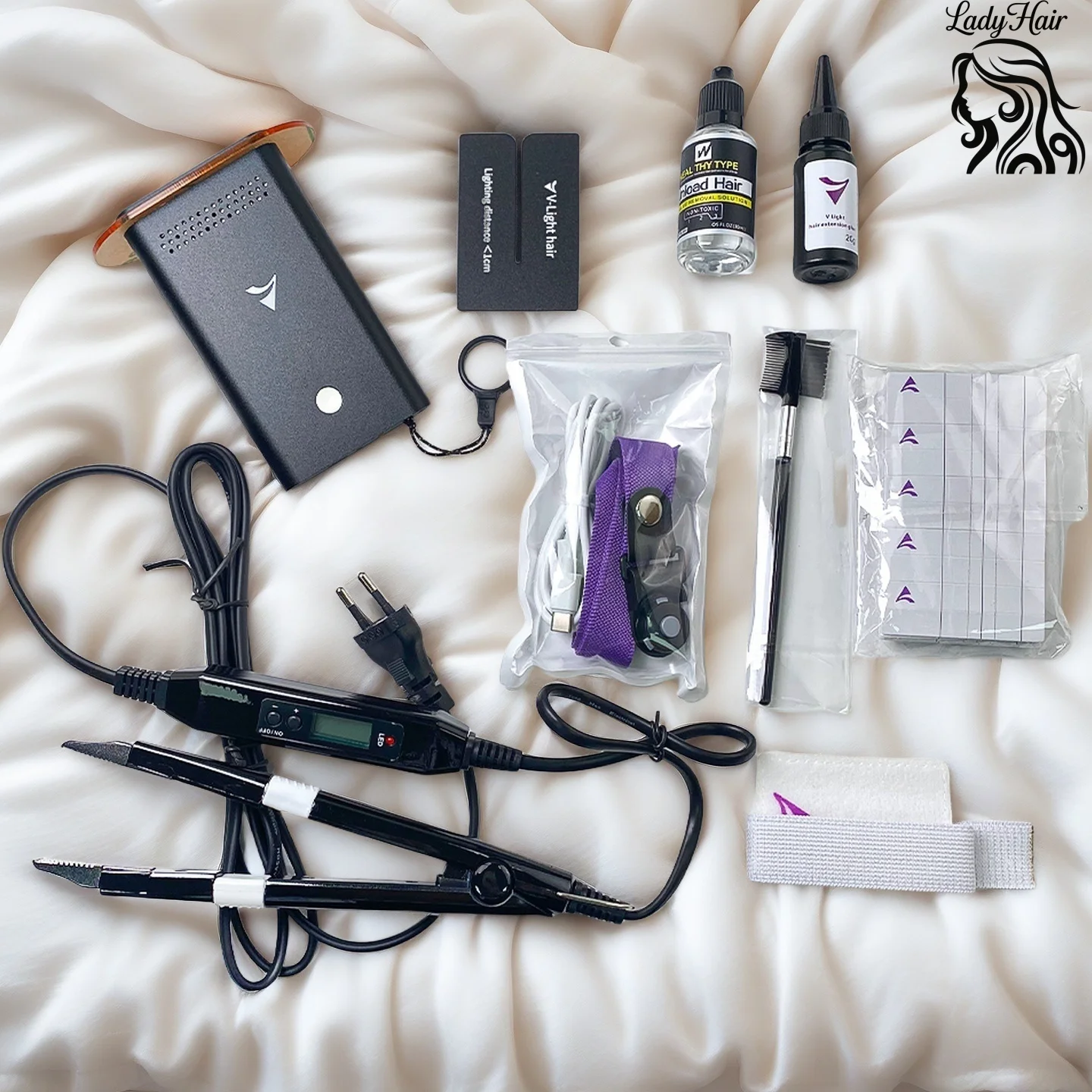 

Advanced V Light Hair Extensions Kit Tape-In Extensions with High-Tech UV Machine and Glue for Quality Salon Use Seamless hair