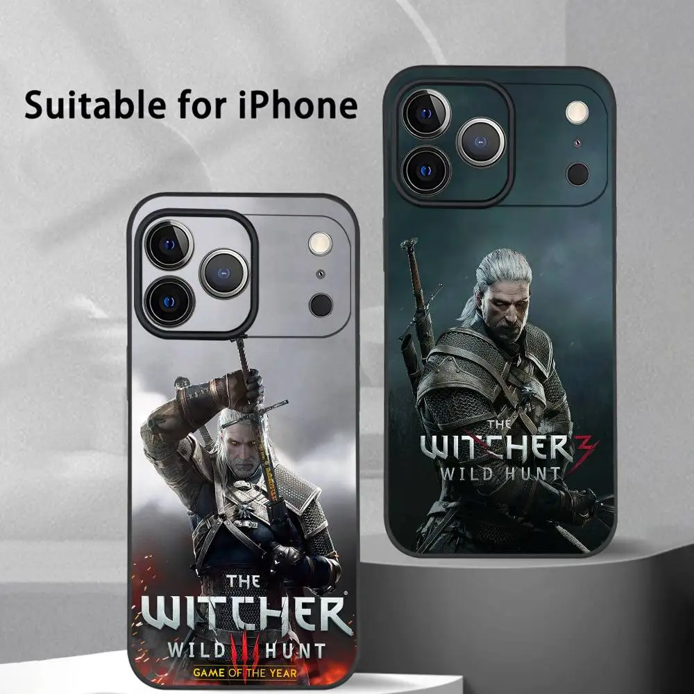 

Game The W-Witcher 3 Phone Case For iPhone 17 16 15 14 13 12 11 Pro Max Plus Mini Black Frosted Soft Shell Funda