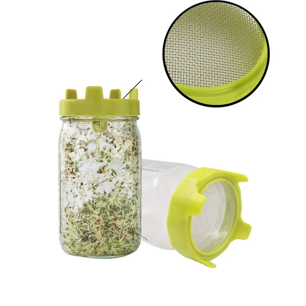 2pcs Nursery Trays Seed Growing Germination Wide Mouth Tool Sealing Ring Lid Strainer Sprouting Lid Mesh Sprout Cover