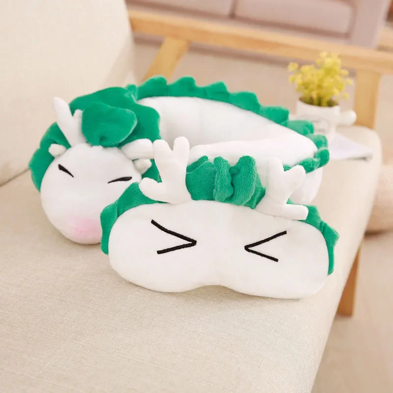 Cartoon Filled White Dragon Neck Pillow Japanese Animation Plush U-shaped Neck Pillow Comfortable And Lovely Pillow Gift Items