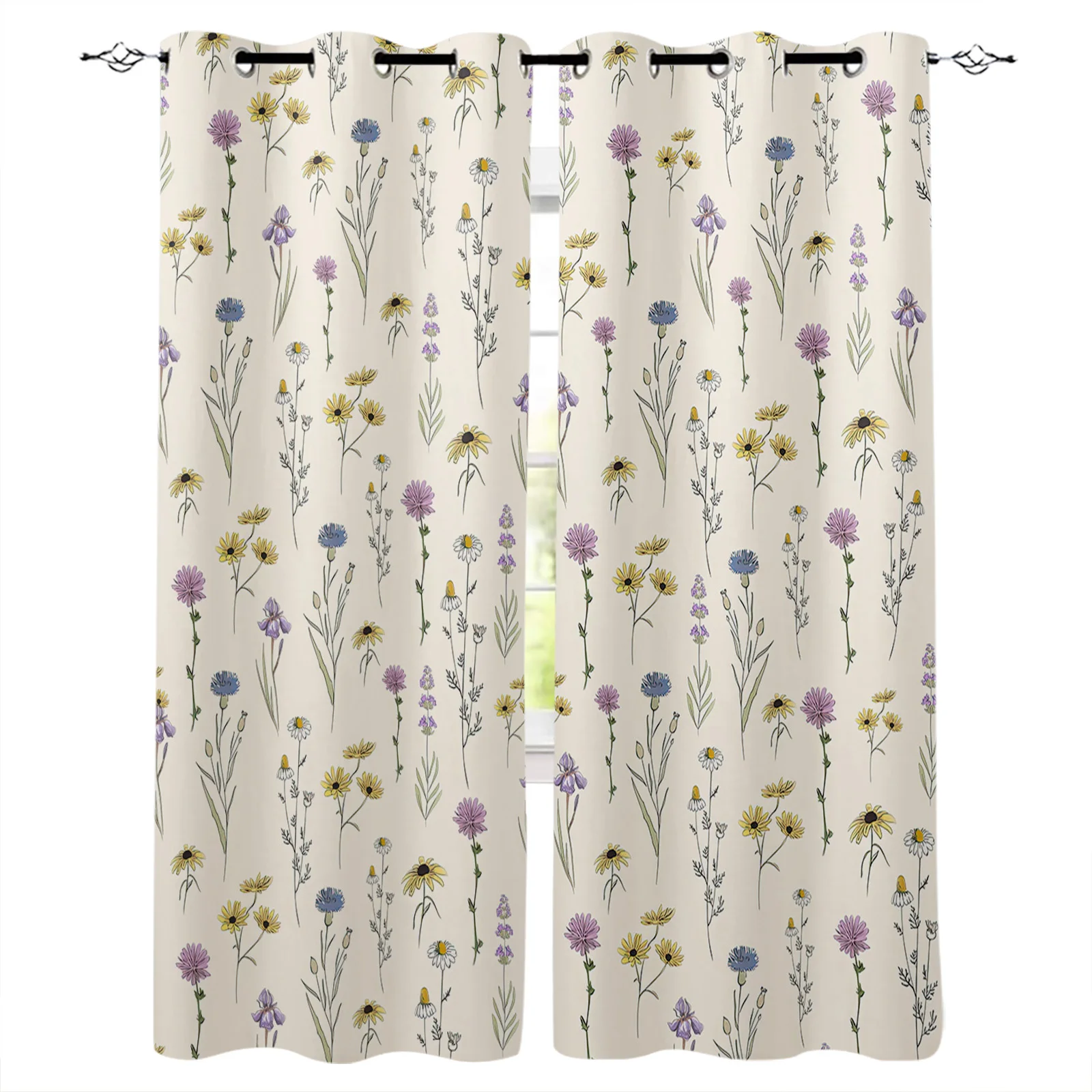 

Цветочные акварельные цветочные оконные занавески, занавески для гостиной, кухни, светонепроницаемые шторы для спальни