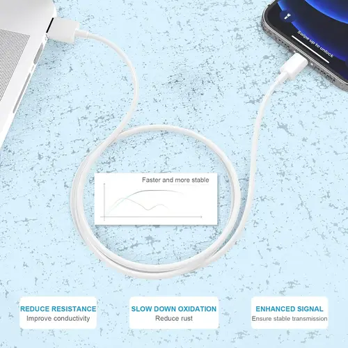 Imagen 2 del producto Paquete de 5/1 paquete/3 paquete Cable Lightning Cable cargador de Iphone para Iphone 14 13 12 11 Pro Max XS 8 SE Ipad carga rápida certificado MFI