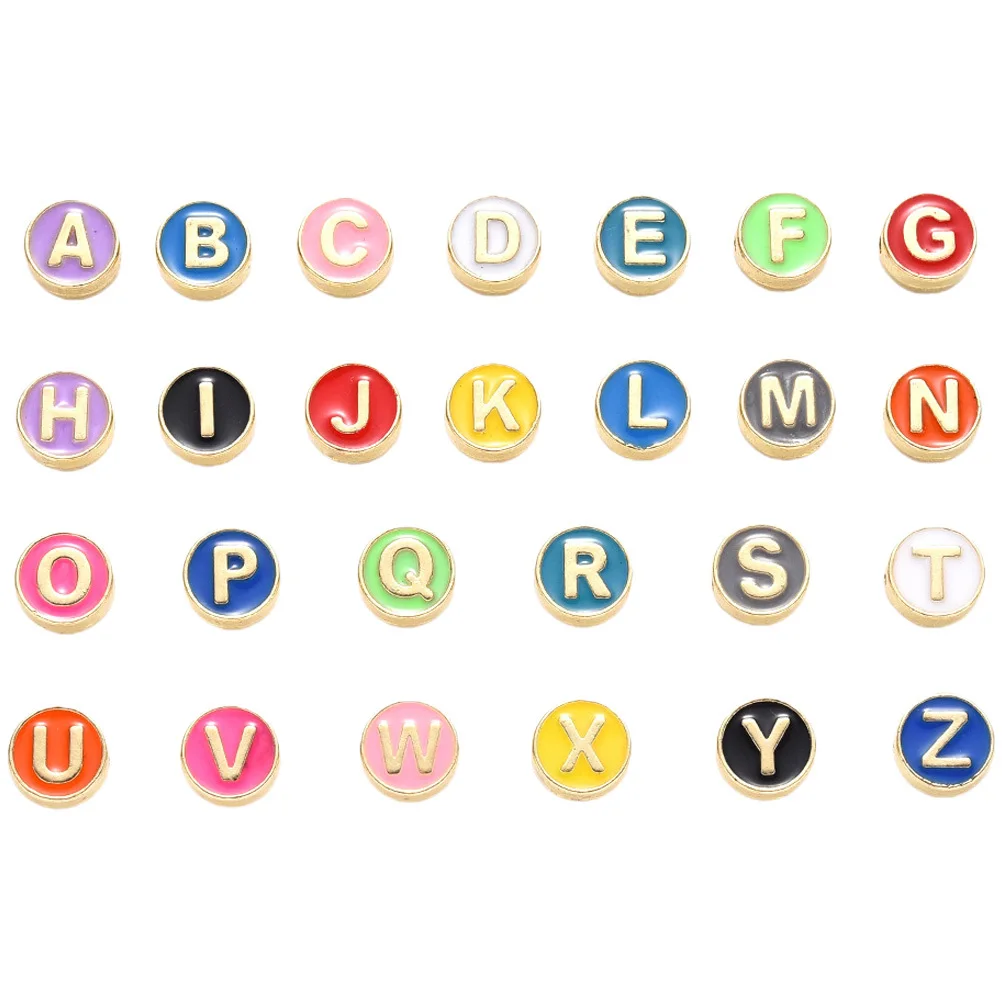 

26Pcs Alphabet Spacer Beads Creative DIY Jewelry Making Colorful Alloy Letters Bracelet Accessories Craft Supplies