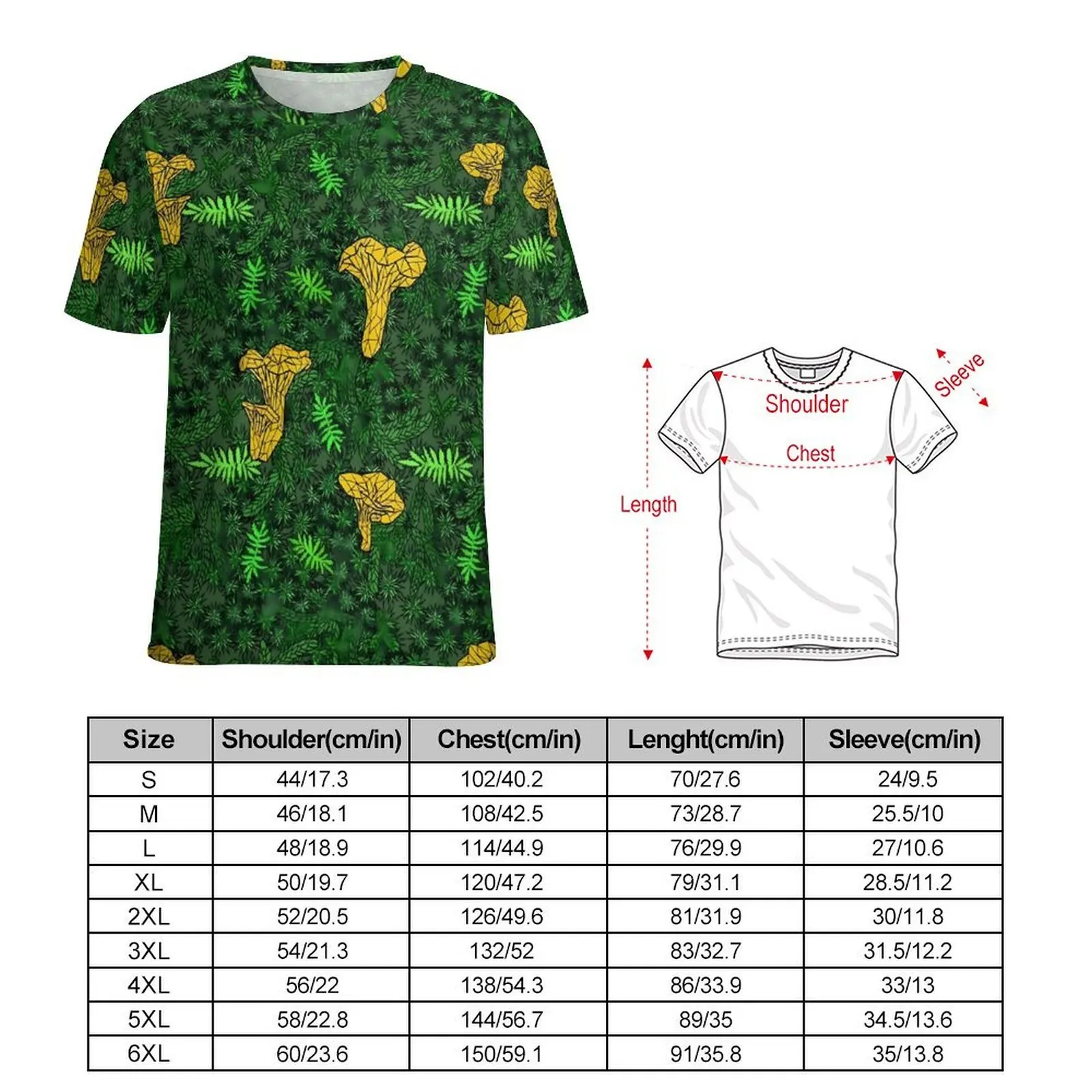 Man Chanterelle Moss T-Shirt Green Leaf Print Fashion T-Shirts Short Sleeve Design Tshirt Cheap Summer Kawaii Big Size Tees