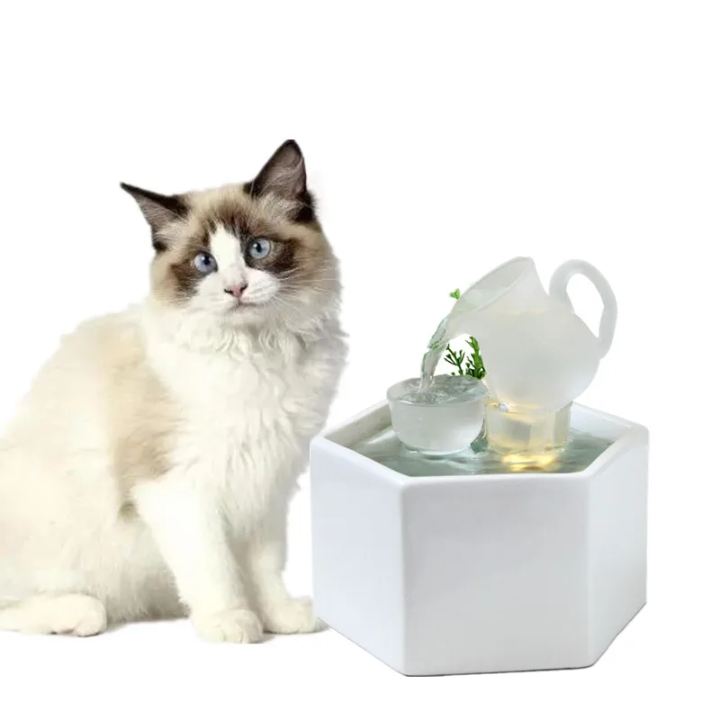 Electric Ceramic Water Fountain for Cats and Dogs, Cat Drinking Bowl, Automatic Pet Waterer Dispenser, Dog Drinker Pet Supplies