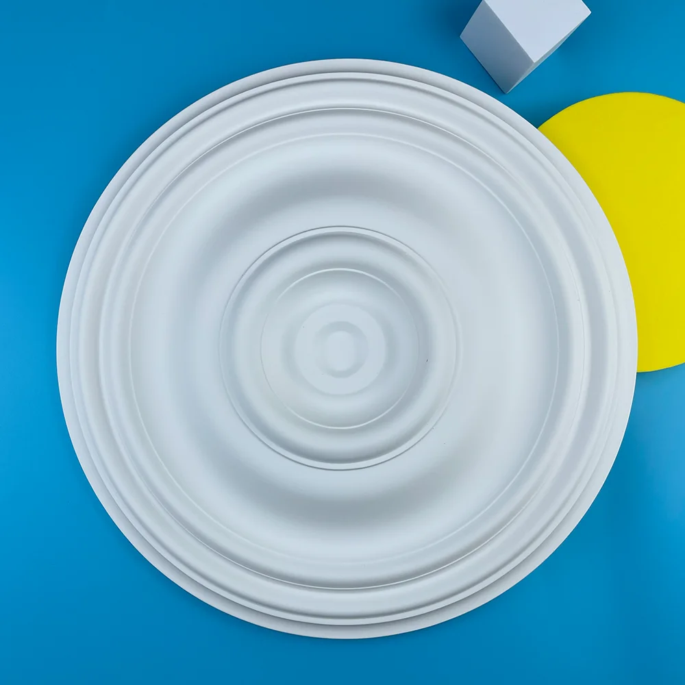 Panel de lámpara de molde de Pu blanco, yeso de imitación, poliuretano, forma decorativa, soporte de lámpara de disco, Material de decoración de plástico de espuma redondo