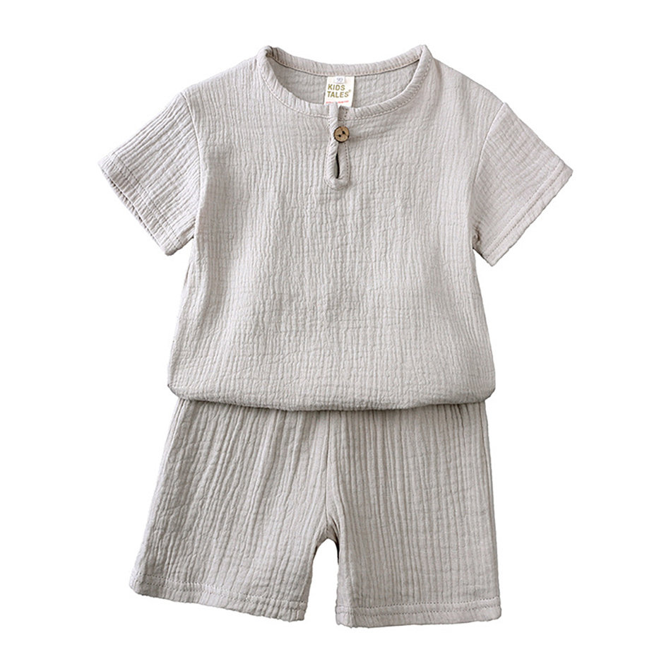 2-8 Years Children Casual Suit Baby Muslin T Shirt and Shorts Girls Blue Green White Tops and Bottoms Summer 2 Pcs Clothing Set 