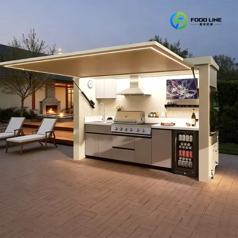 FL Modern Modular Outdoor Kitchen Cabinets Set BBQ Professional Ready-to-Assemble Dining Kitchen Unit Garden Patio Custom