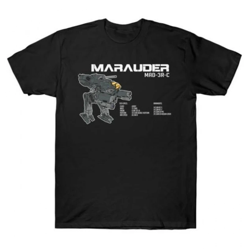 Marauder MAD-3R v1 Mechwarrior MWO Mech Combat RPG Gift t shirt for gamer Battletech Graphic clothes Short sleeve All size tops