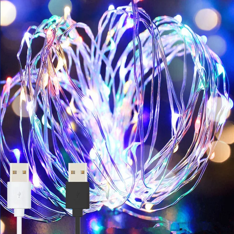 

2M LED Colorful Bulbs String Lights USB Powered Copper Wire for Festive Atmosphere Floral Decorative Packaging
