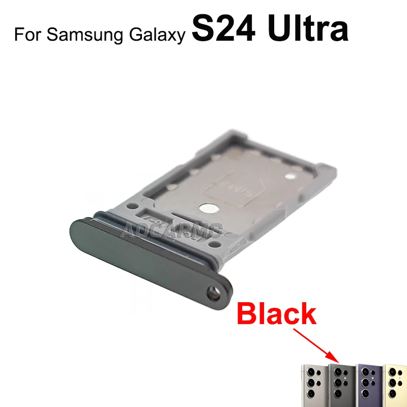 Aocarmo Dual SIM Card Tray Card Slot Holder For Samsung Galaxy S24 Ultra S24U Replacement Parts