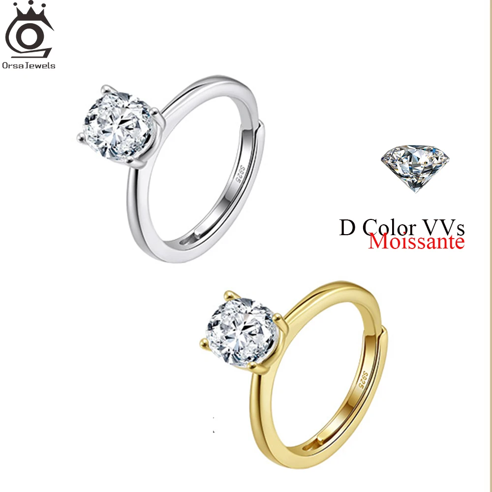 

ORSA JEWELS Классические обручальные кольца D цвета VVS с муассанитом и бриллиантами для женщин, серебро 925, инкрустированные свадебные украшения SMOR01