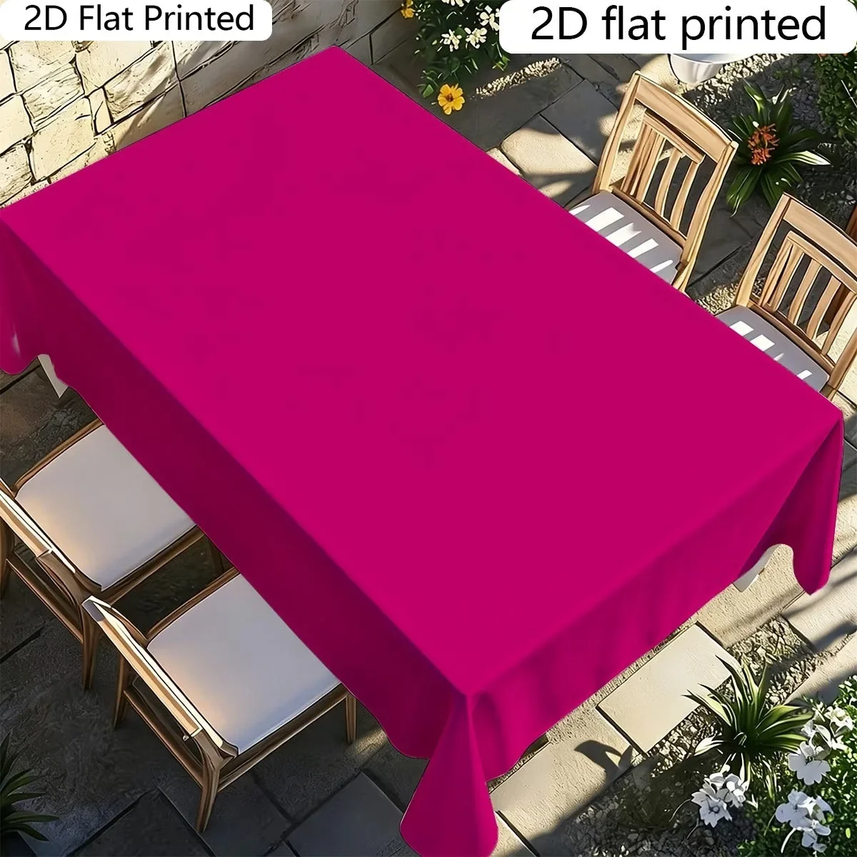 Tablecloth 1PC tablecloth 2D flat - Pink solid color tablecloth - Polyester fiber high-quality durable modelxzj