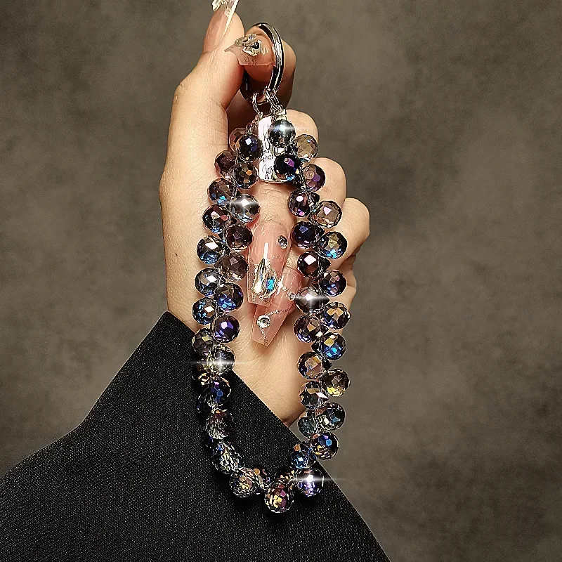 

Luxury Cell Phone Wrist Chain Handmade Bead Droplet Shaped Crystal Retro Hang Tag Short Phone Lanyard Pendant Wrist Decoration