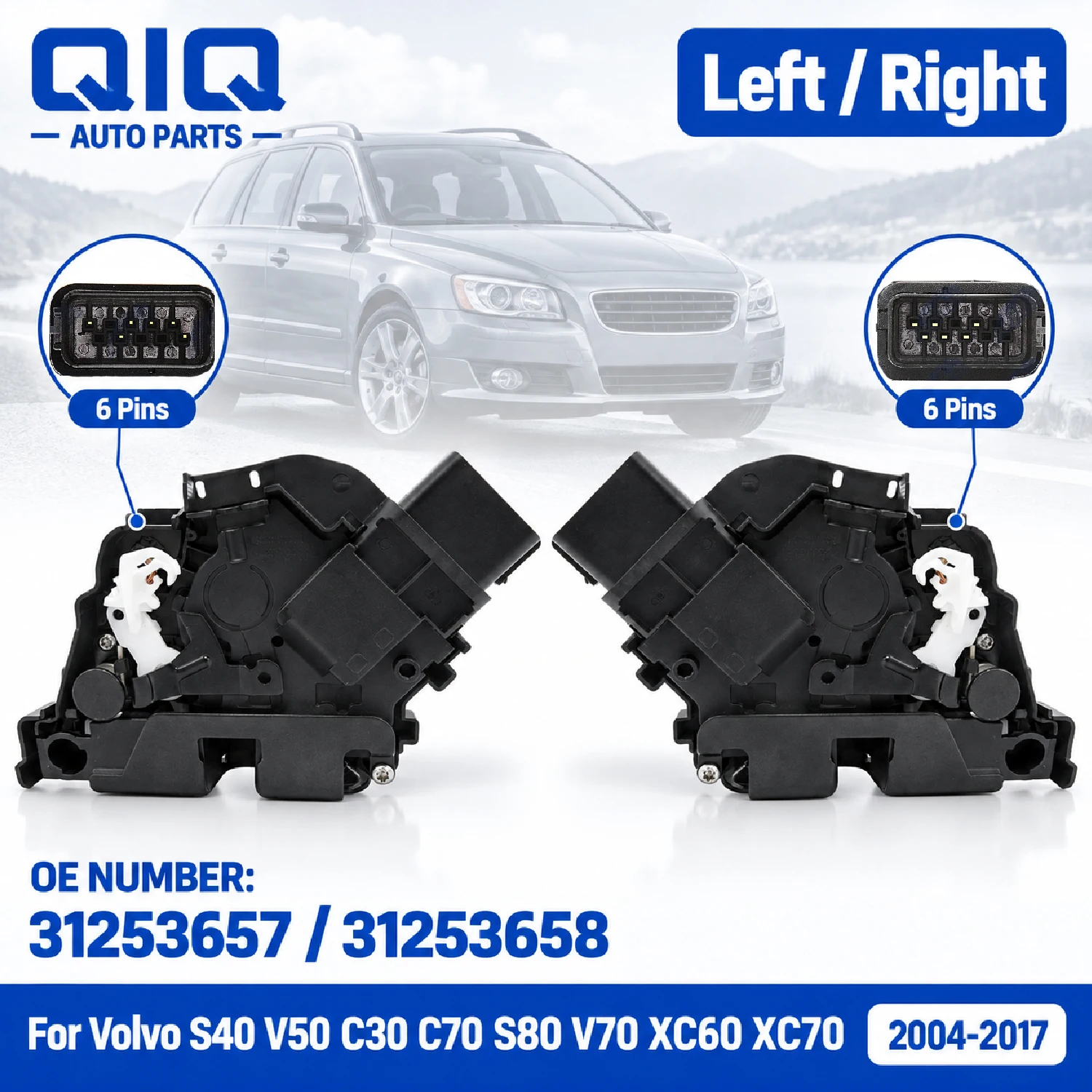 Front Door Lock Actuator Left Right Selectable LHD Without Keyless For Volvo S40 V50 C30 C70 S80 V70 XC60 XC70 31253657 31253658