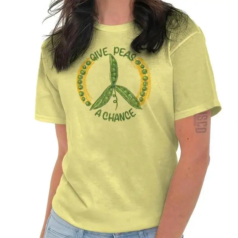 Motivational Gardener Give Peas A Chance Womens Graphic Crewneck T Shirt Tee