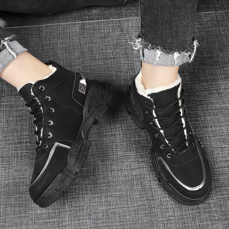 Winter Outdoor Snow Boots Men Thick Bottom Lightweight Keep Warm Men Wear-resistant Plush Lace-up Casual Sports Shoes Men - view 6