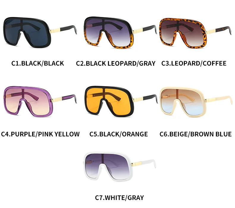 Mode One Piece Shield Sonnenbrille für Frauen Vintage Big Frame Maske Gradient Sonnenbrille Damen Outdoor Driving Shades Uv400 – Detail 13