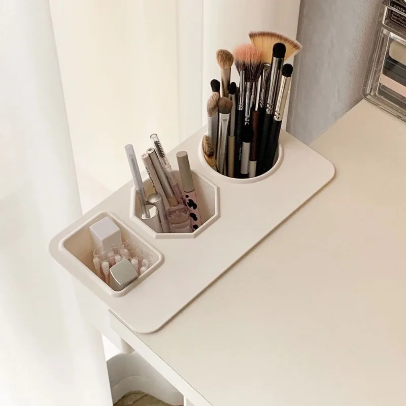 Desk Side Sticky Makeup Brush Storage Tube Ins Style Simple Stationery Wall Mount Multi‑function Student Desk Side Pen Holder