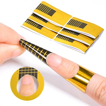 1 แพ็คภาษาฝรั่งเศสคําเล็บเคล็ดลับอะคริลิค UV GEL EXTENSION Curl รูปแบบอาคารเจลสติกเกอร์ศิลปะเล็บลายฉลุ