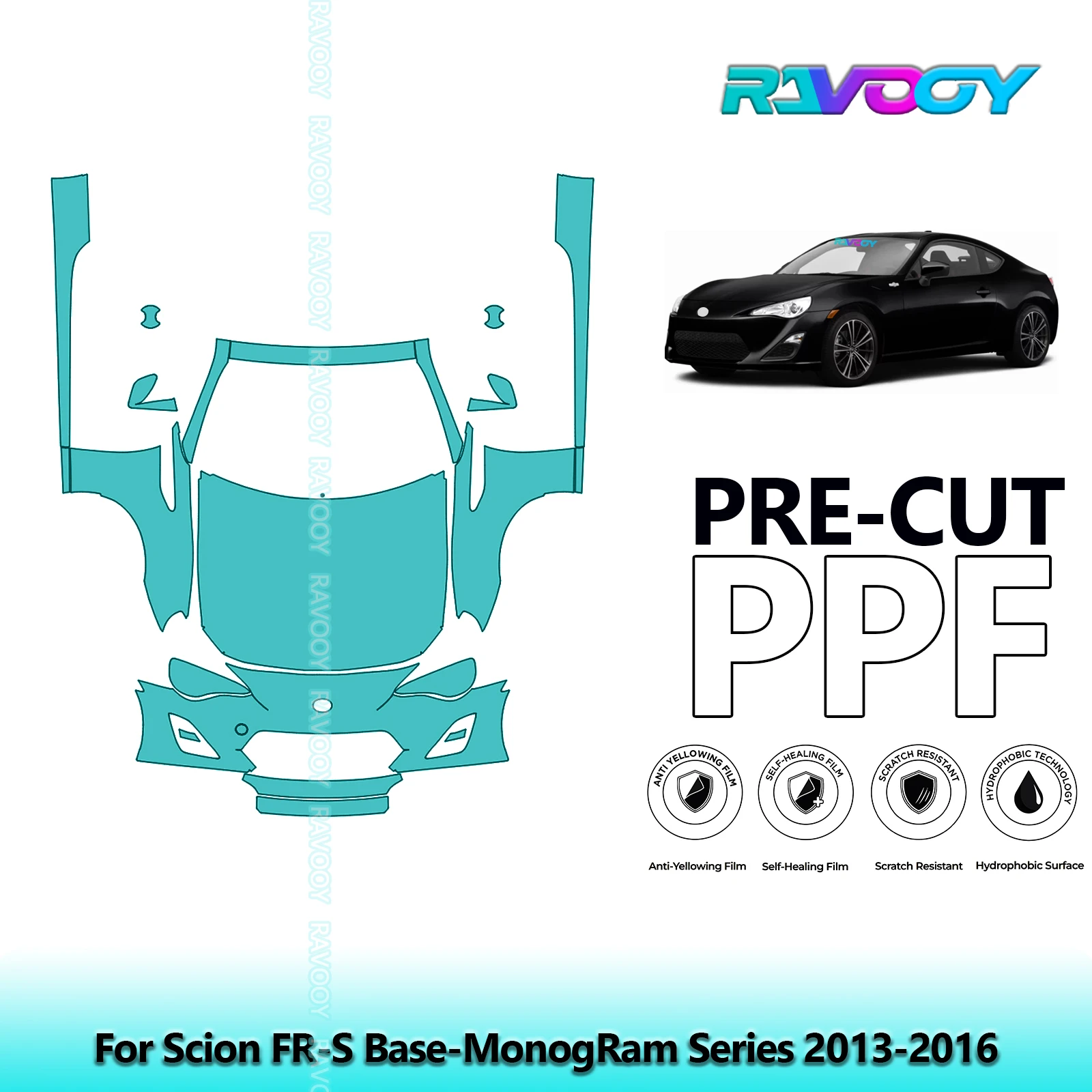 

Front Kit+Rockers Clear Bra Precut PPF Paint Protection Film For Scion FR-S Base-MonogRam Series 2013-2016