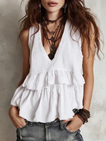 Женский летний хлопковый топ  Bohemian style