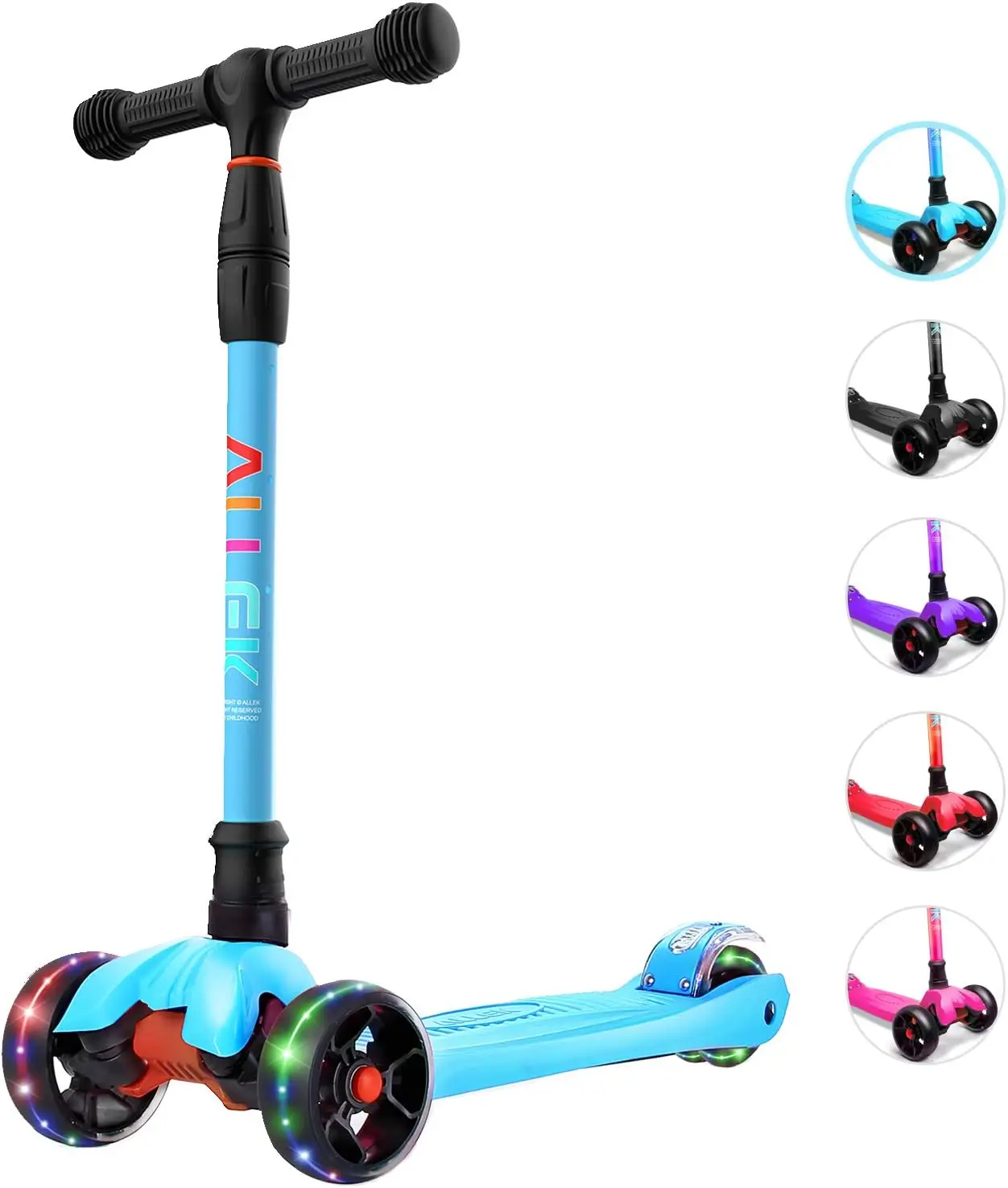 Kick Scooter B02, Lean 'N Glide Scooter with Extra Wide PU Light-Up Wheels and 4 Adjustable Heights for Children from 3-12yrs (A