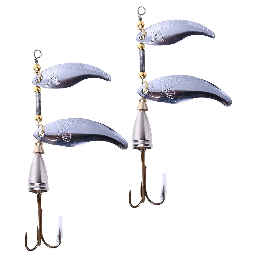 

2pcs Silver Rotating Sequins Lures Durable Material 3D Eyes Treble Hooks Bass Fishing Baits Artificial Lures Fishing