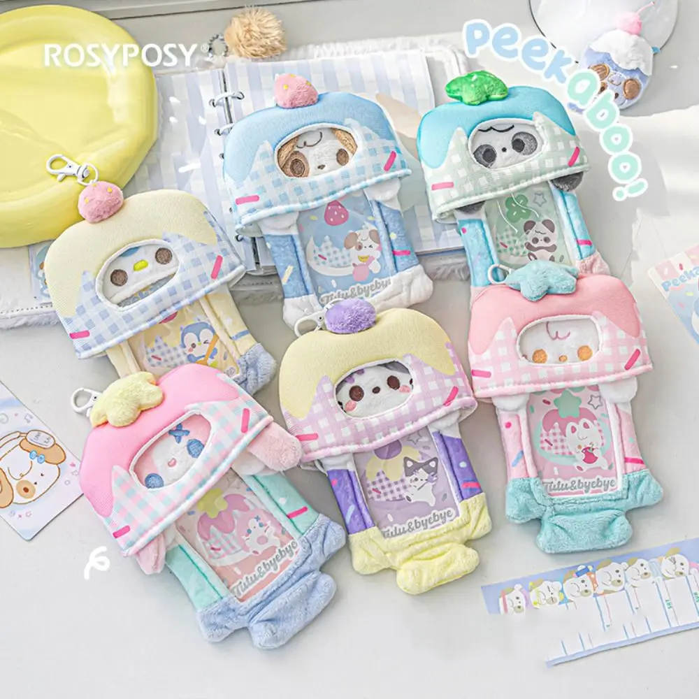 

Protective Case Cartoon Cat Animal Photocard Holder Korean Style INS Plush Idol Photocard Holder Fluffy Dog Bus Card Holder Lady