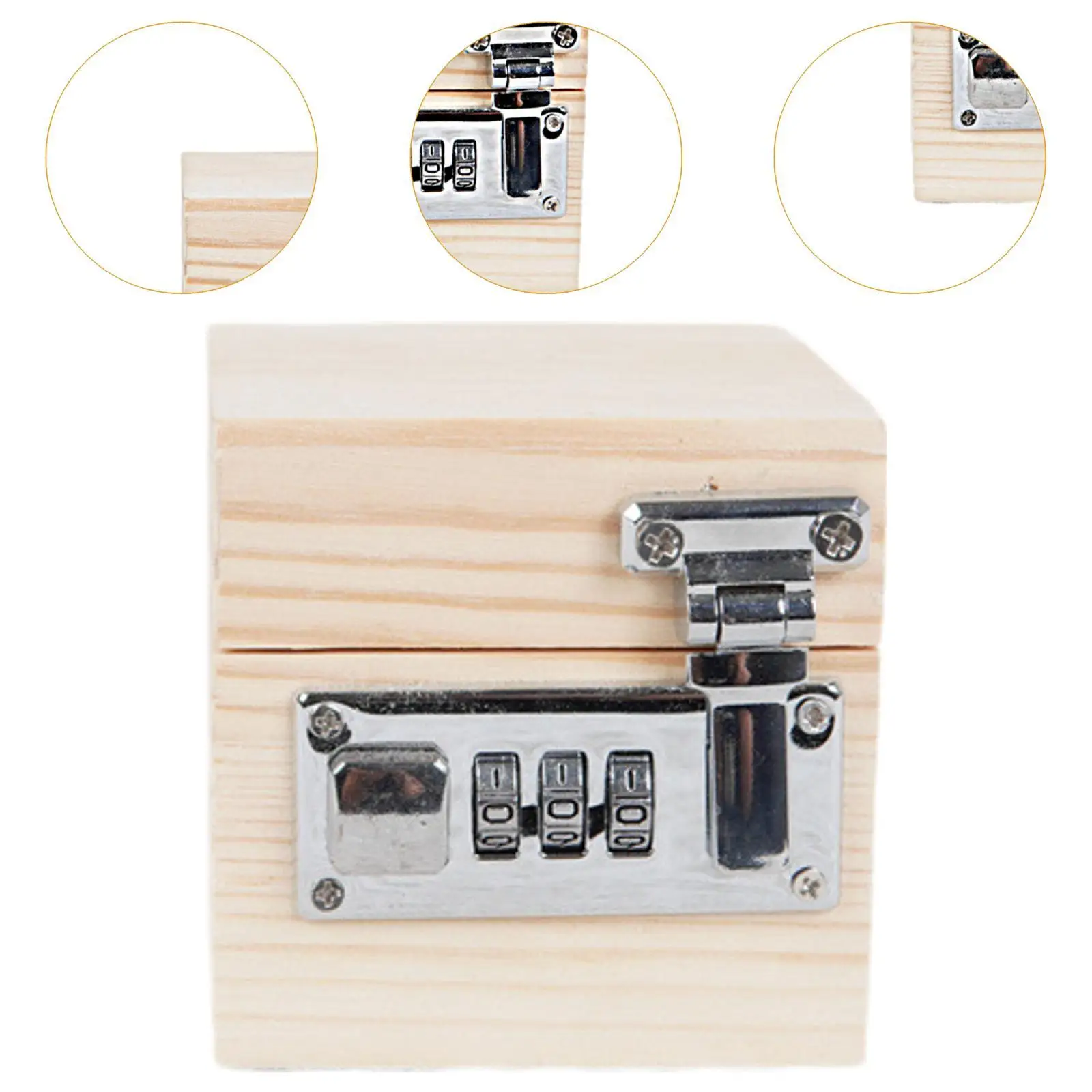صندوق تخزين منظم متعدد الاستخدامات قابل للقفل 3.15 بوصة × 3.15 بوصة × 3.15 بوصة خشبي صغير غطاء الوجه حاوية أمنية صندوق هدايا غامض