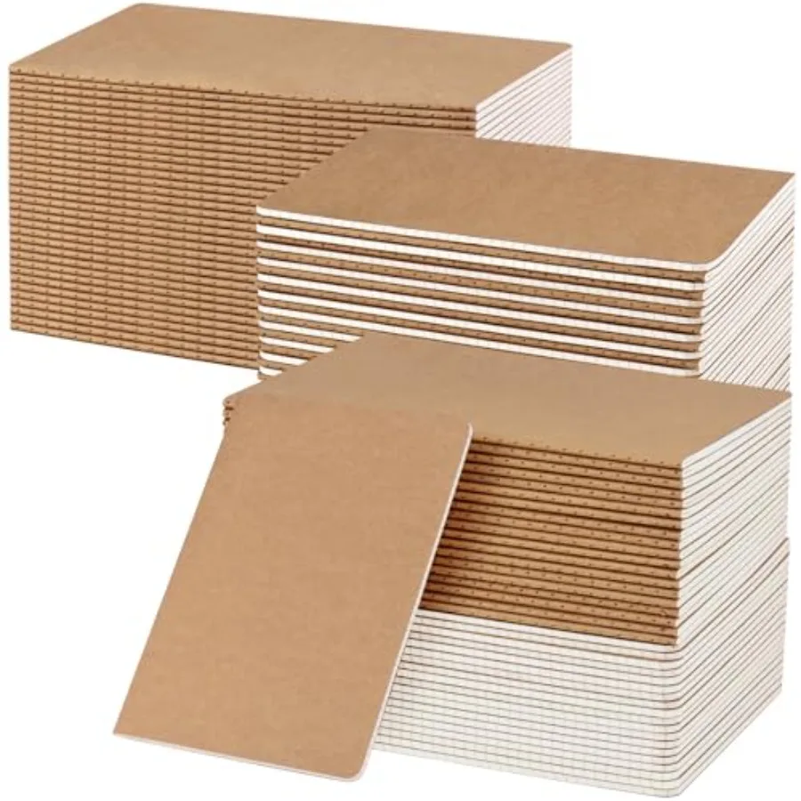

ZCZN 100 Pack A5 Kraft Notebooks Bulk, 8.15x5.5 Inches Graph Paper Journaling Notebooks, Notebooks for Work, Composition Notebo