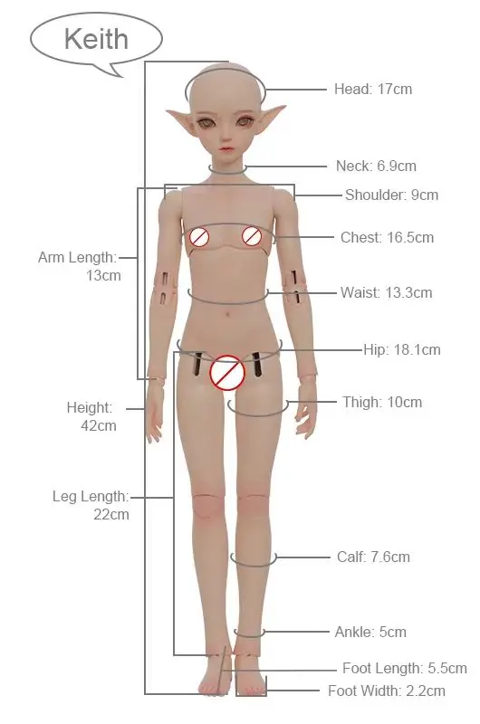 JOYBJD 판타지 엔젤 키스 1/4 BJD 인형, 글렌 바디 다프니, 투명 날개 및 파란색 바지 스커트, 그라시즘 스타일 수지 인형